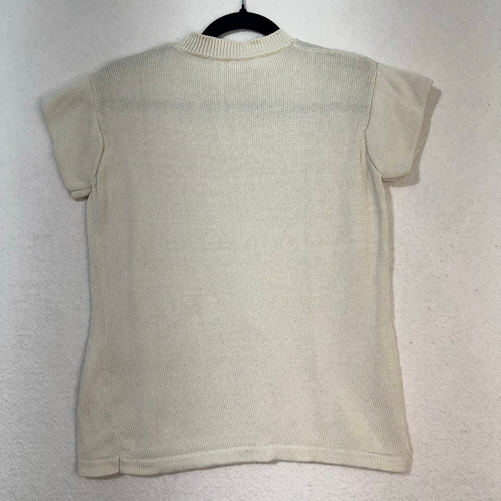 Calvin Klein VTG Knit Mercerized Cotton Ivory Cream Sweater Blouse Size Medium - Picture 5 of 6